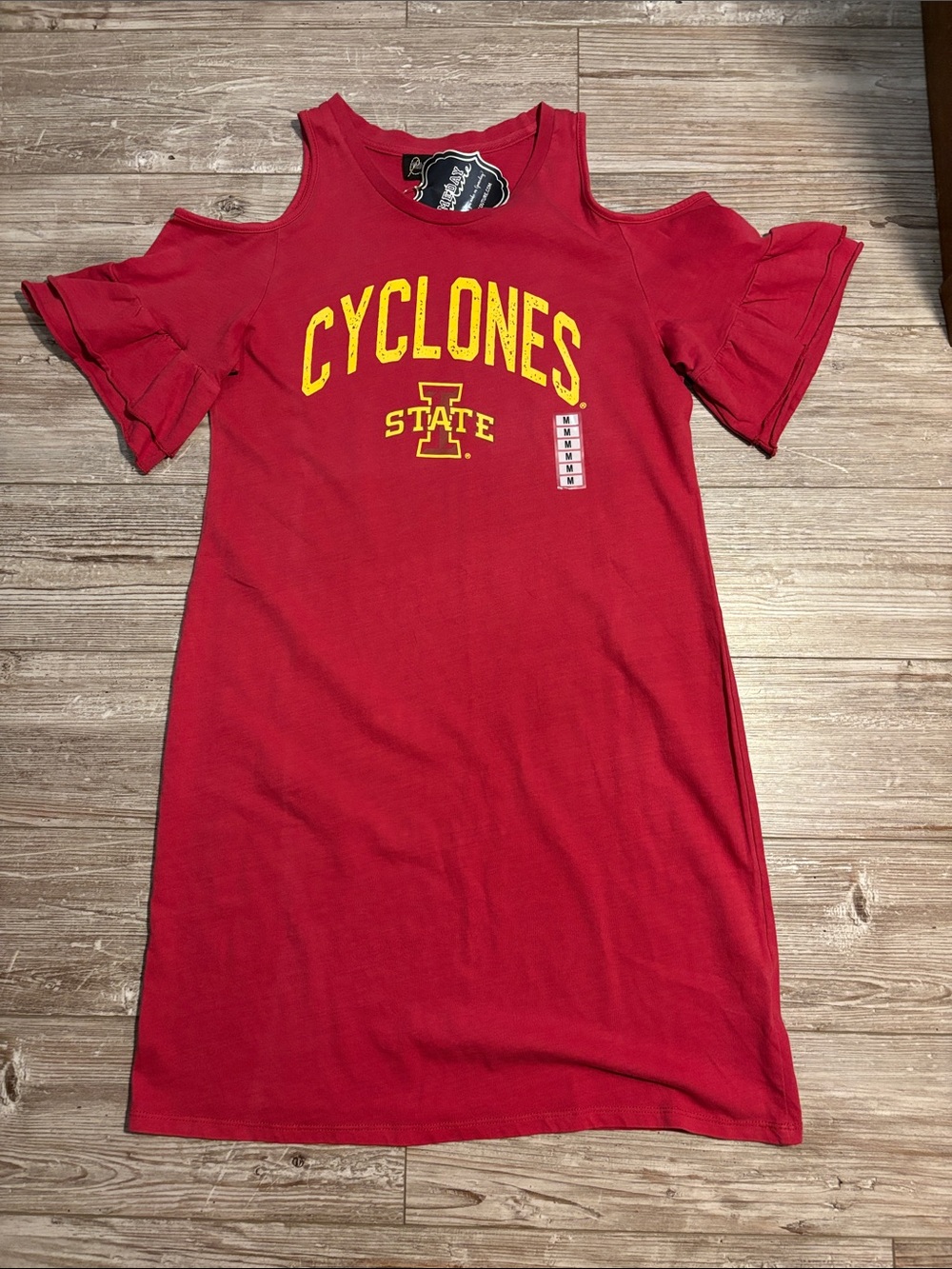Iowa State Cyclones Red Cold-Shoulder T-shirt Dress